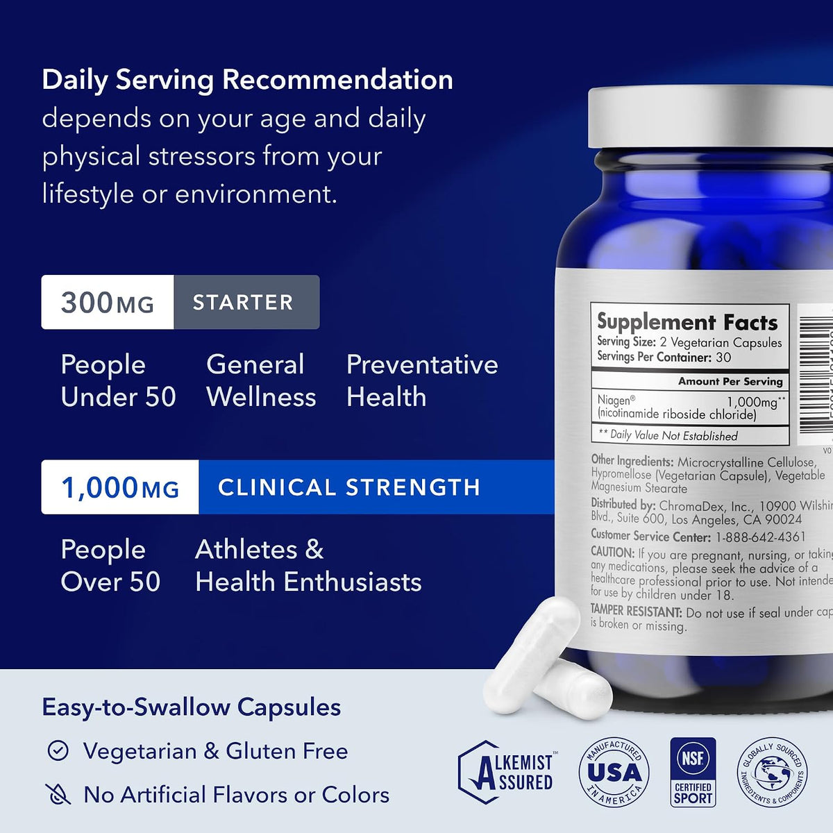 TRU NIAGEN PRO NAD+ Supplement for Anti Aging and Cell Regeneration, 1000 mg Patented Niagen, 30 Servings Supports Cellular Energy Nicotinamide Riboside (NR) Daily Supplements for Men and Women – image 5