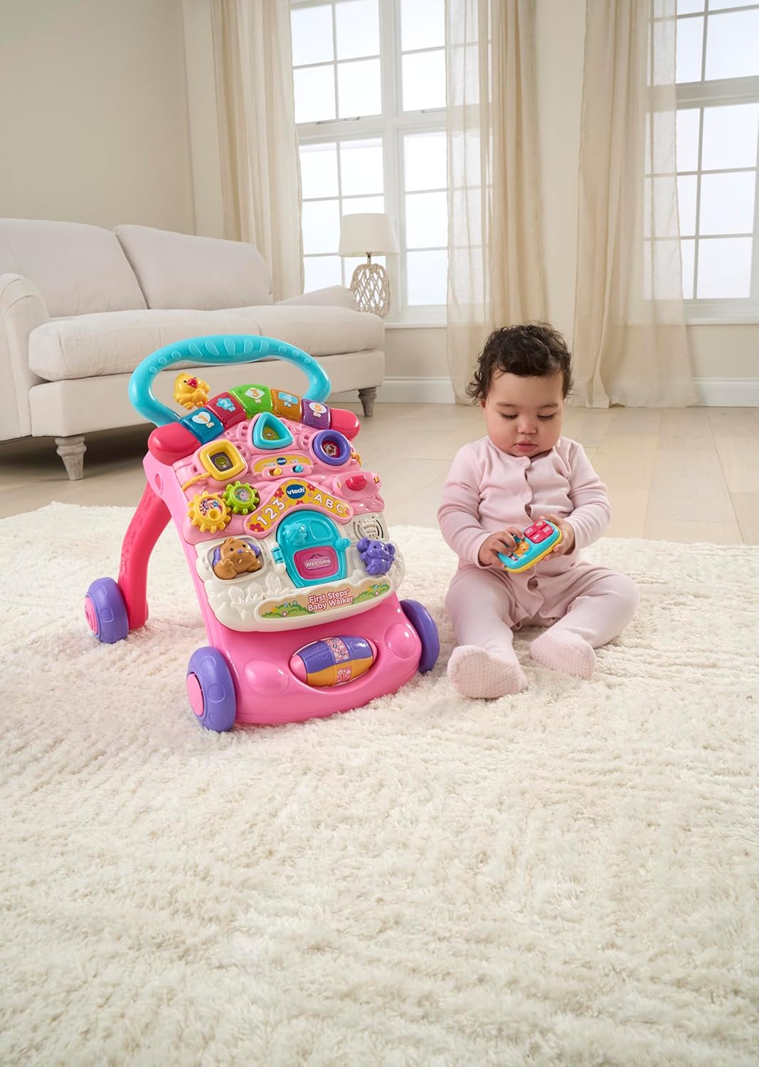 Vtech First Steps Baby Walker Pink With Blue Handle – image 5