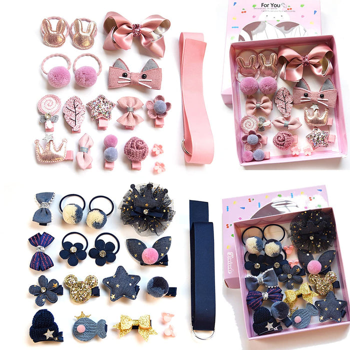 KASTWAVE Baby Girls Hair Accessory Set with Gift Box, 36 Pack Baby Girls Hair Clips Hair Bows, Elastic Hair Bobbles Hair Accessories Ponytail Holder, Various color hair clips for kids girls