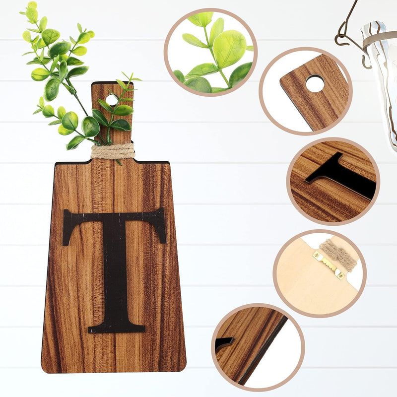Jetec Cutting Board Eat Sign Set Hanging Art Kitchen Fork and Spoon Wall Decor Rustic Primitive Country Farmhouse for Home Decoration ()