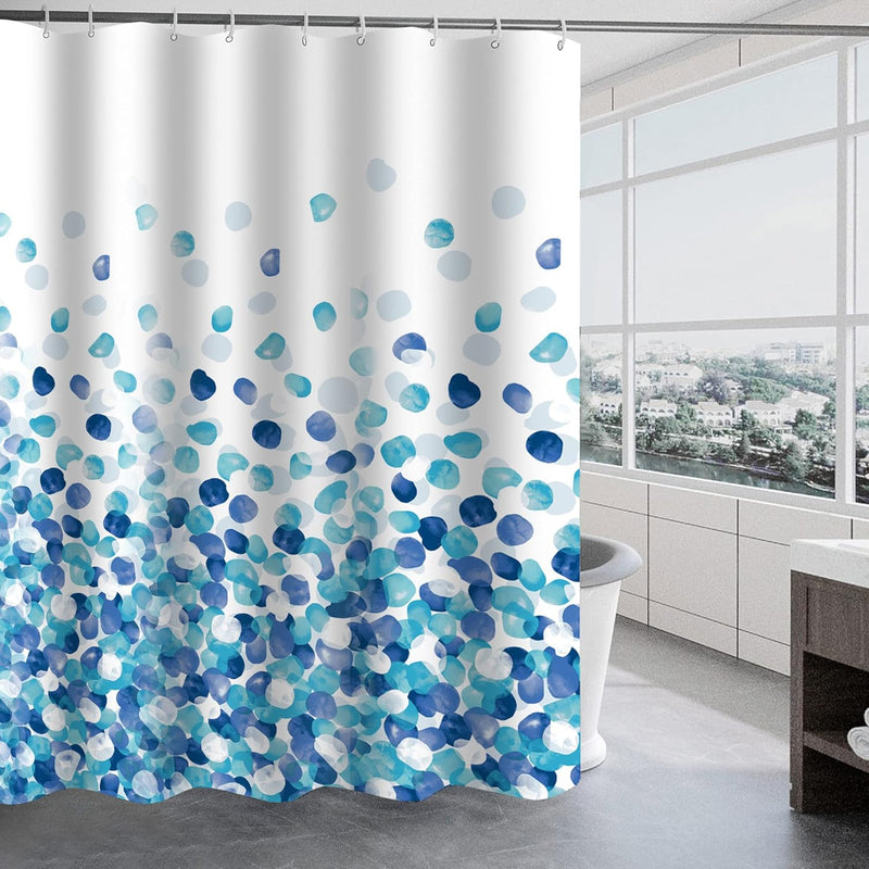 TRUSTLIFE Shower Curtain Waterproof Polyester Bathroom Curtains,180 x 200 cm Washable Bath Curtains, Quick-Drying, Weighted Hem Shower curtains for wet room, Shower Curtain with 12 Hooks - Blue
