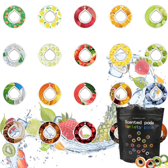 Alpha Fit Scent Water Bottle Pods 16 PIC Variety Pack, Air Up Water Bottle Flavor Pods, Air Up Pods, Watermelon, Coke, Peach (1 set of 16 pods (flavors up to 70 oz/2 L of water)