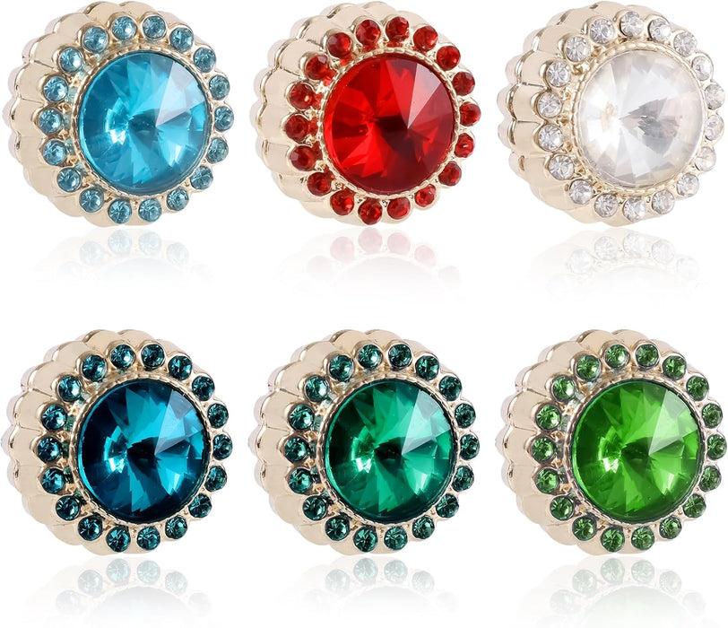 6 Pairs Hijab Magnets, Strong Hijab Pin Magnets 6 Colors Rhinestone Scarf Magnets Hijab Lapel Pins for Women Scarves Niqab Muslim Islamic Hijab (Style 3)