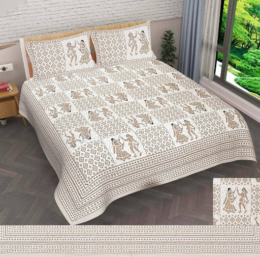 SUFAYA FAB Indian Sanganer Printed Beautiful Natural King Size Bedsheets with Two Pillows Cover (90x108) inches with Two Pillows Cover(17x27) inches