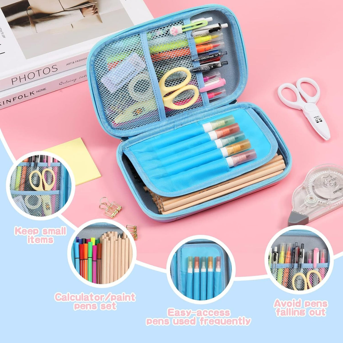 Unicorn Pencil Case for Girls, Pen Holder Pencil Storage Box, Portable High Capacity Students Stationery Holder, Cute Unicorn Pattern Pencil Pouch for Kids Gift – image 2