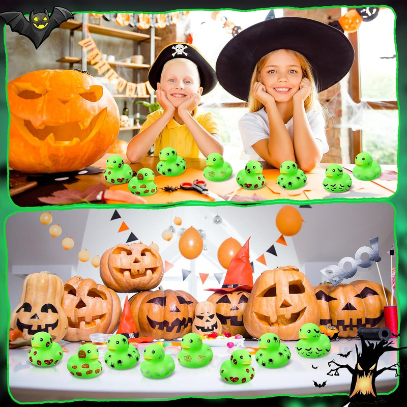 Jenaai Halloween Mini Glow in The Dark Ducks Light up Rubber Duckies, 6 Styles, Assorted Trick or Treat Tiny Float Squeak Bathtub Toys for Kid Birthday Baby Shower Pool Valentine Prize Reward (48)