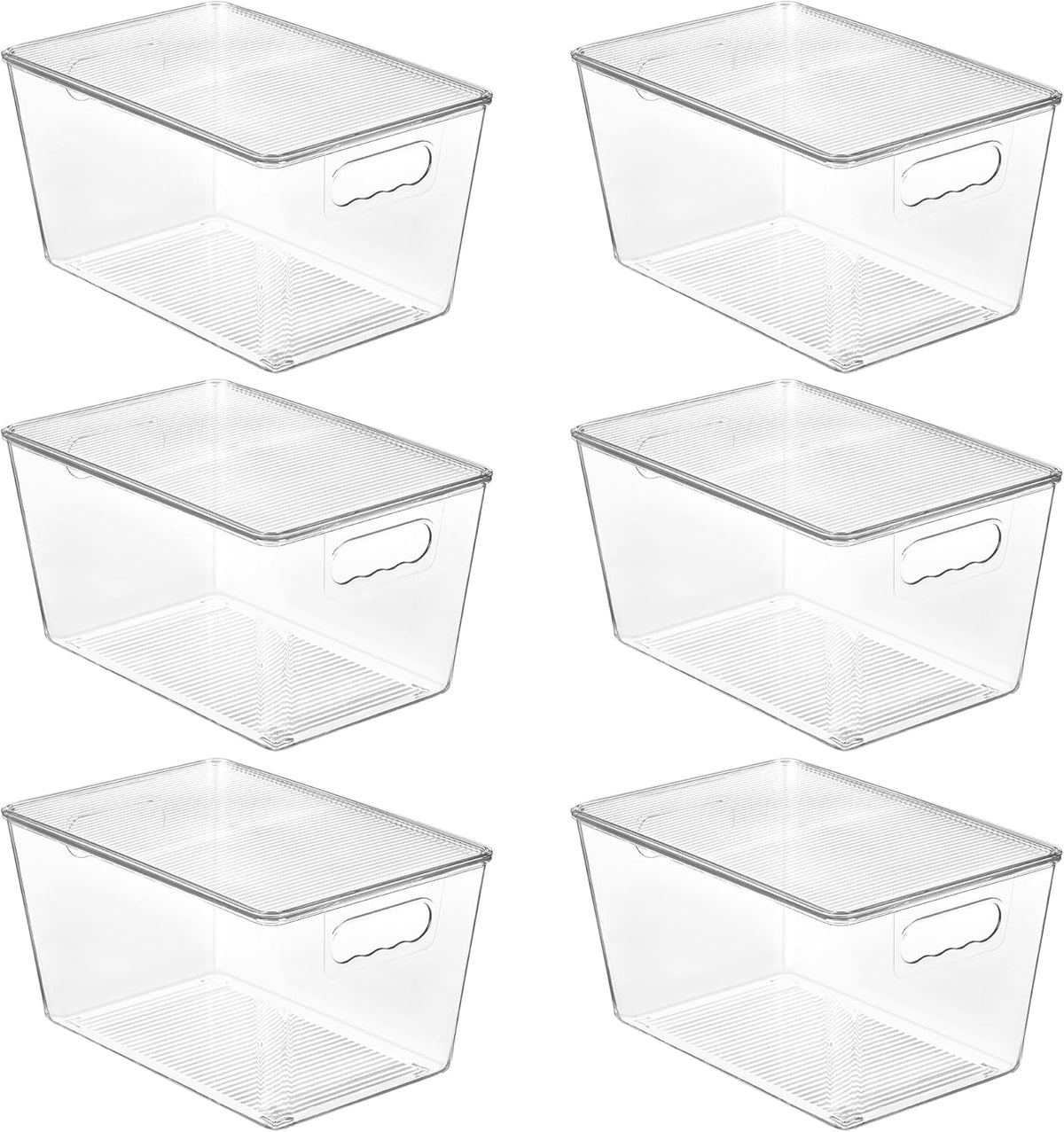 6 Pack Clear Stackable Storage Bins with Lids, Organizer Boxes with Handle for Kitchen Organization, Perfect for Pantry, Fridge, Cabinet, Closet, Bathroom, Medium β image 4