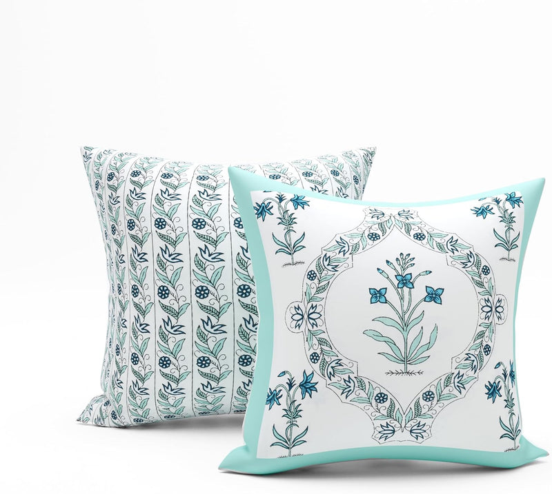 BLOCKS OF INDIA 200TC Diwan Set Cotton 8 Piece | Deewan Printed Bedsheet Sets for Living Room Hall (Set of 8 Piece, 1-Bed Sheet | 2-Bolster Cover | 5-Cushion Cover (Color 25)