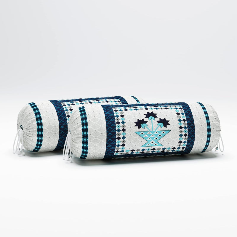 BLOCKS OF INDIA 200TC Diwan Set Cotton 8 Piece | Deewan Printed Bedsheet Sets for Living Room Hall (Set of 8 Piece, 1-Bed Sheet | 2-Bolster Cover | 5-Cushion Cover (Color 25)