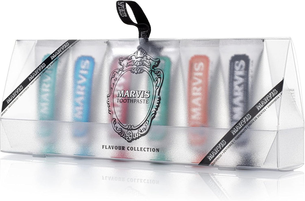 Marvis Toothpaste Flavour Collection, 25ml (Pack of 6), Travel Size Toothpaste, Sensational Flavours for a Long-Lasting Freshness