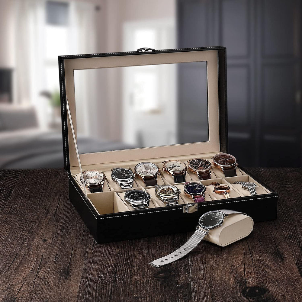 Other 12 Grid Leather Watch Display Case Jewelry Collection Storage Organizer Box Holder