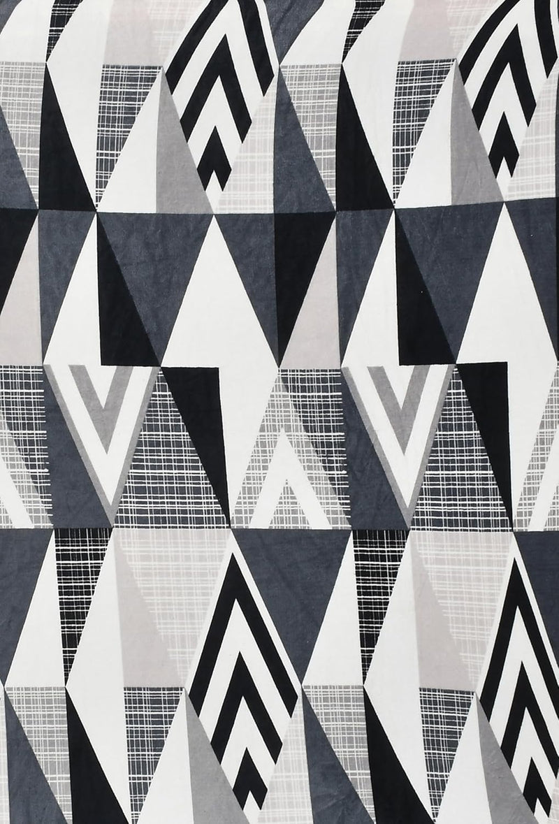 TIB Presents Flannel Warm Diwan Cover Set, 1 Single Bedsheet (60 x 90 inch), 5 Pillows (16 x 16 inch), 2 Bolster Covers (16 x 32 inch) (Triangle Black)