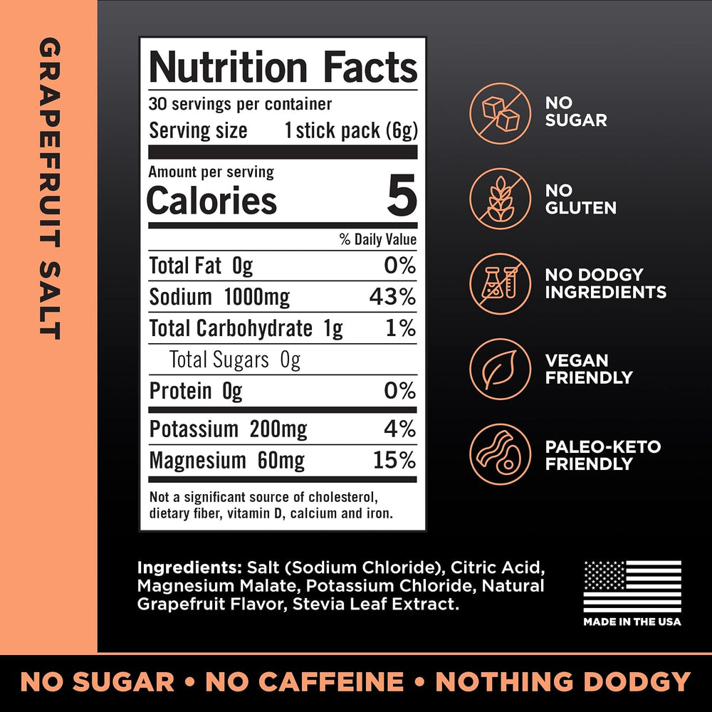 Drink LMNT Zero-Sugar Electrolytes - Grapefruit Salt - Hydration Powder Packets No Dodgy Ingredients Keto & Paleo Friendly 30 Sticks