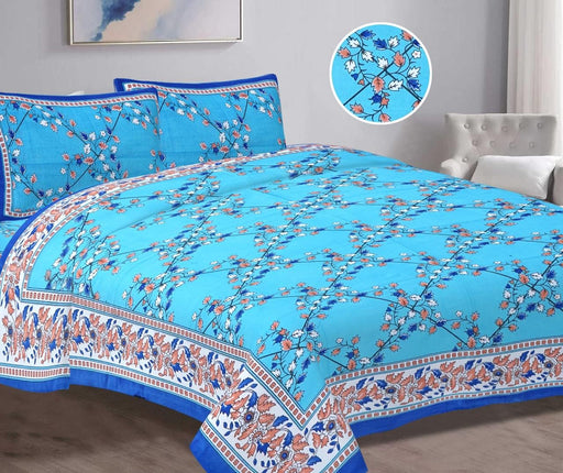 SUFAYA FAB Printed Indian Sanganer Beautiful Natural King Size Bedsheets with Two Pillows Cover (70x100) inches with Two Pillows Cover(17x27) inches
