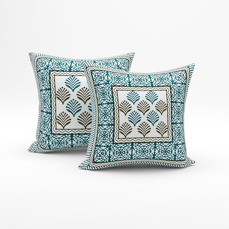 BLOCKS OF INDIA 200TC Diwan Set Cotton 8 Piece | Deewan Printed Bedsheet Sets for Living Room Hall (Set of 8 Piece, 1-Bed Sheet | 2-Bolster Cover | 5-Cushion Cover (Color 25)