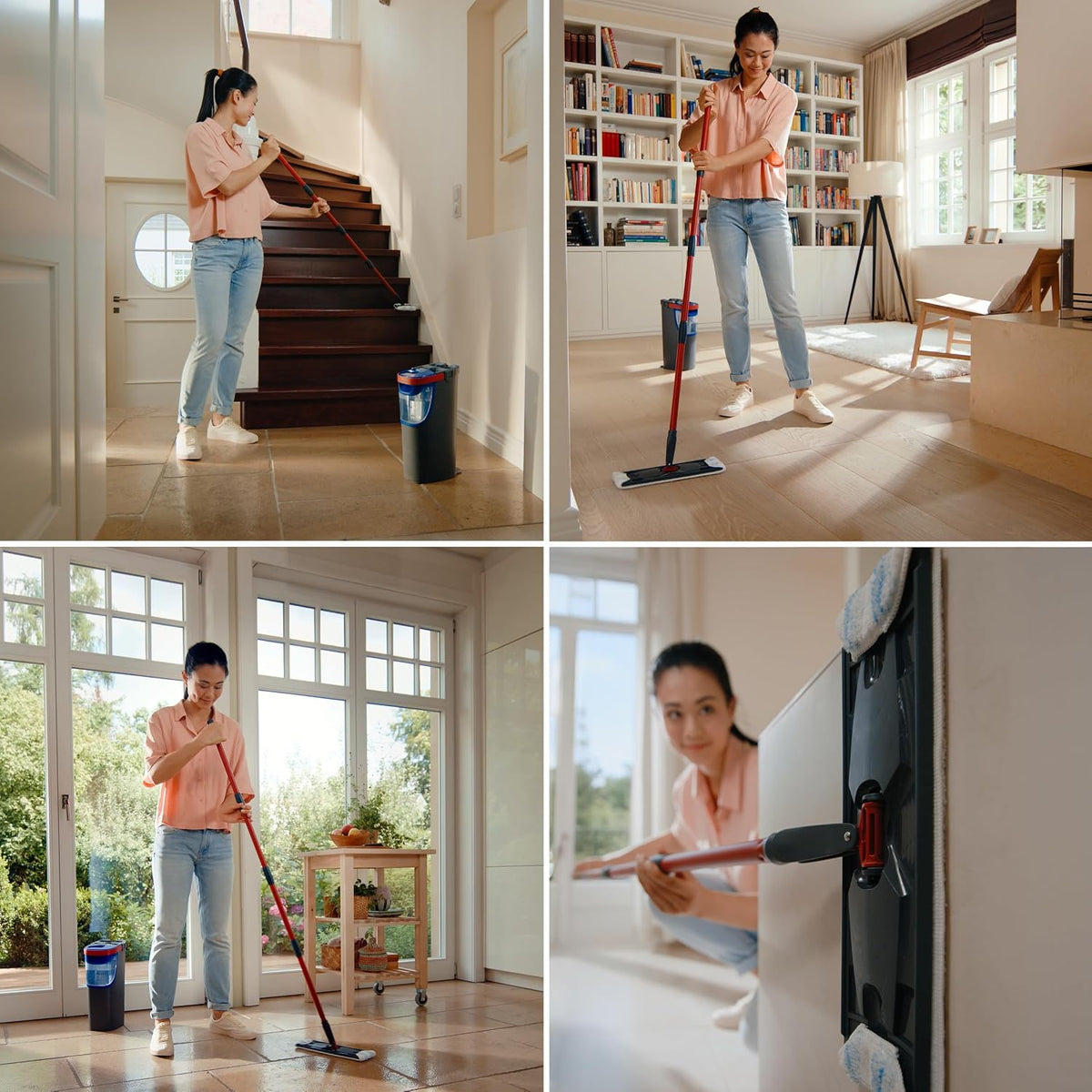 H2PrO Floor Mop 100% Separation of Fresh and Dirty Water Water-Saving Design One-Handed Operation Compact Storage Ergonomic Handle Microfibre Comfort Pack – image 7