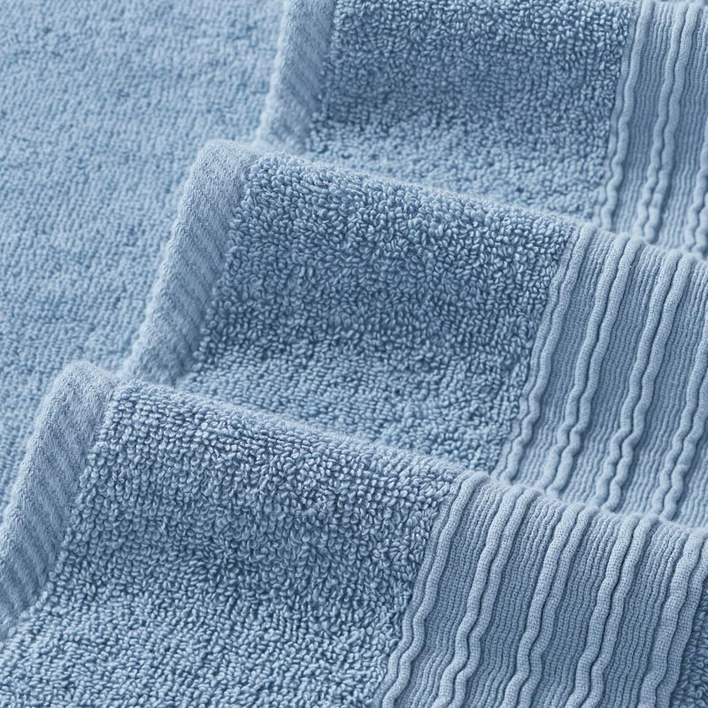 Modern Threads 6 Piece Set, 2 Bath Towels, 2 Hand Towels, 2 Washcloths Yarn Dyed Jacquard/Solid Towel Set Ophelia Blue