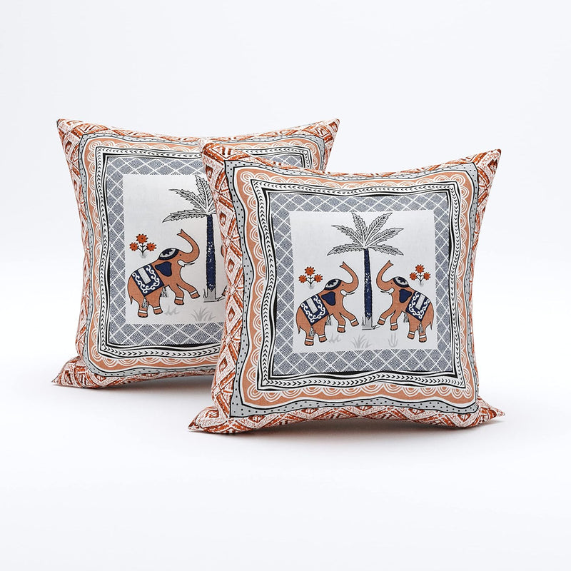 BLOCKS OF INDIA 200TC Diwan Set Cotton 8 Piece | Deewan Printed Bedsheet Sets for Living Room Hall (Set of 8 Piece, 1-Bed Sheet | 2-Bolster Cover | 5-Cushion Cover (Color 25)