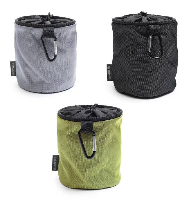Brabantia x1 Premium Clothespin Storage Bag with Hanging Carabiner & Closing Cord (Random Color) Space Saving Organizer for Clothes Pins, Hangs on Clothesline/Drying Rack, Holds up to 150 Pins