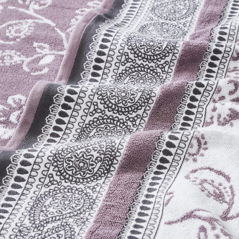 Modern Threads 6 Piece Set, 2 Bath Towels, 2 Hand Towels, 2 Washcloths Yarn Dyed Jacquard/Solid Towel Set Ophelia Blue