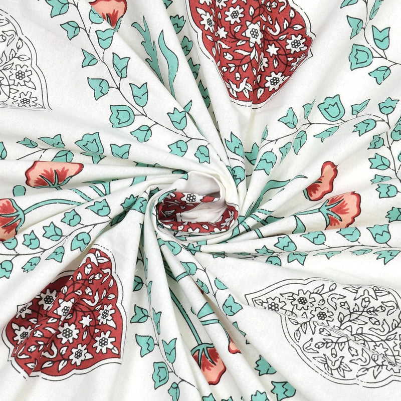 BLOCKS OF INDIA 200TC Diwan Set Cotton 8 Piece | Deewan Printed Bedsheet Sets for Living Room Hall (Set of 8 Piece, 1-Bed Sheet | 2-Bolster Cover | 5-Cushion Cover (Color 25)