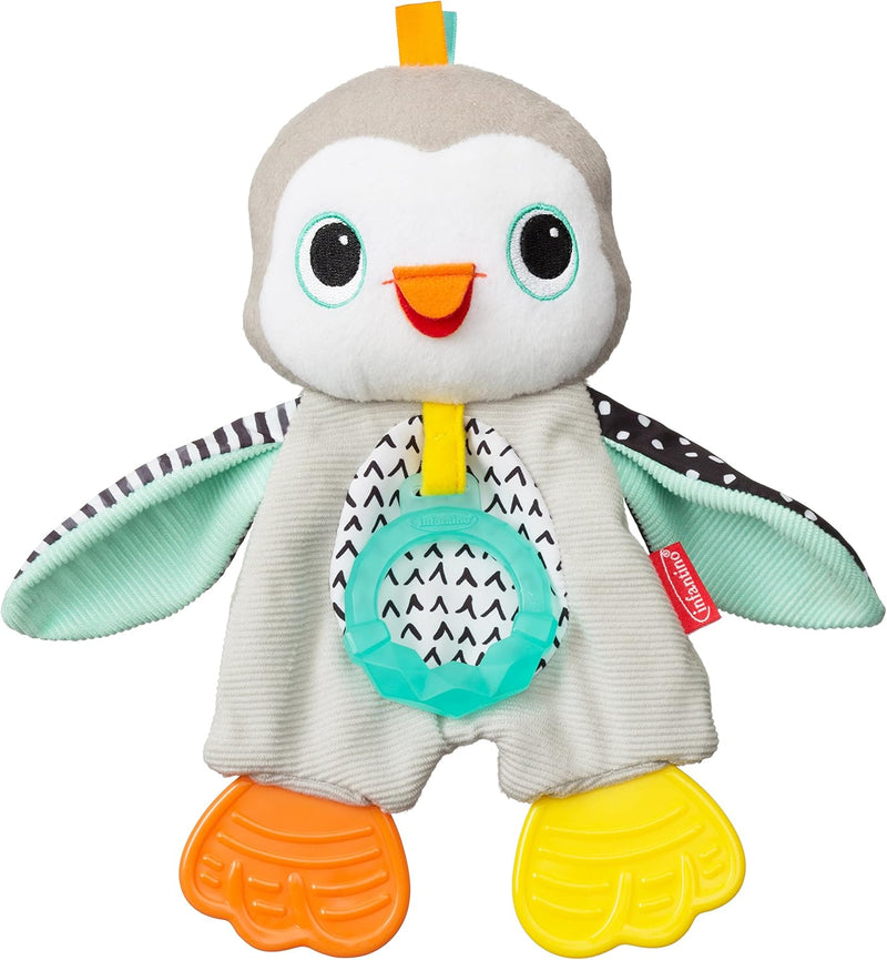 Infantino Cuddly Teether Penguin For Sensory Exploration - Silicone Teether, Teething Relief