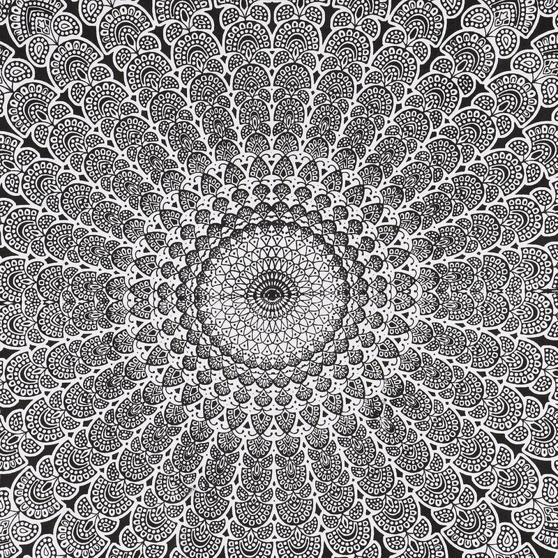 Bless International, Indian Wall Hanging Psychedelic Hippie Bohemian Peacock Mandala Tapestry Bed Sheet Gold Pink Blue King 225x265cm