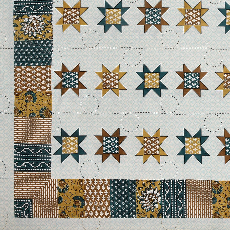 BLOCKS OF INDIA 200TC Diwan Set Cotton 8 Piece | Deewan Printed Bedsheet Sets for Living Room Hall (Set of 8 Piece, 1-Bed Sheet | 2-Bolster Cover | 5-Cushion Cover (Color 25)