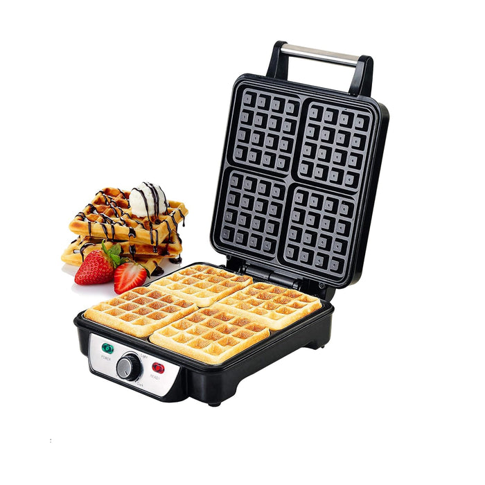 Geepas GWM5417 Electric Waffle Maker 1100W- 4 Slice Non-Stick Electric Belgian Waffle Maker with Adjustable Temperature Control