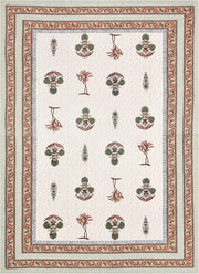 BLOCKS OF INDIA 200TC Diwan Set Cotton 8 Piece | Deewan Printed Bedsheet Sets for Living Room Hall (Set of 8 Piece, 1-Bed Sheet | 2-Bolster Cover | 5-Cushion Cover (Color 25)