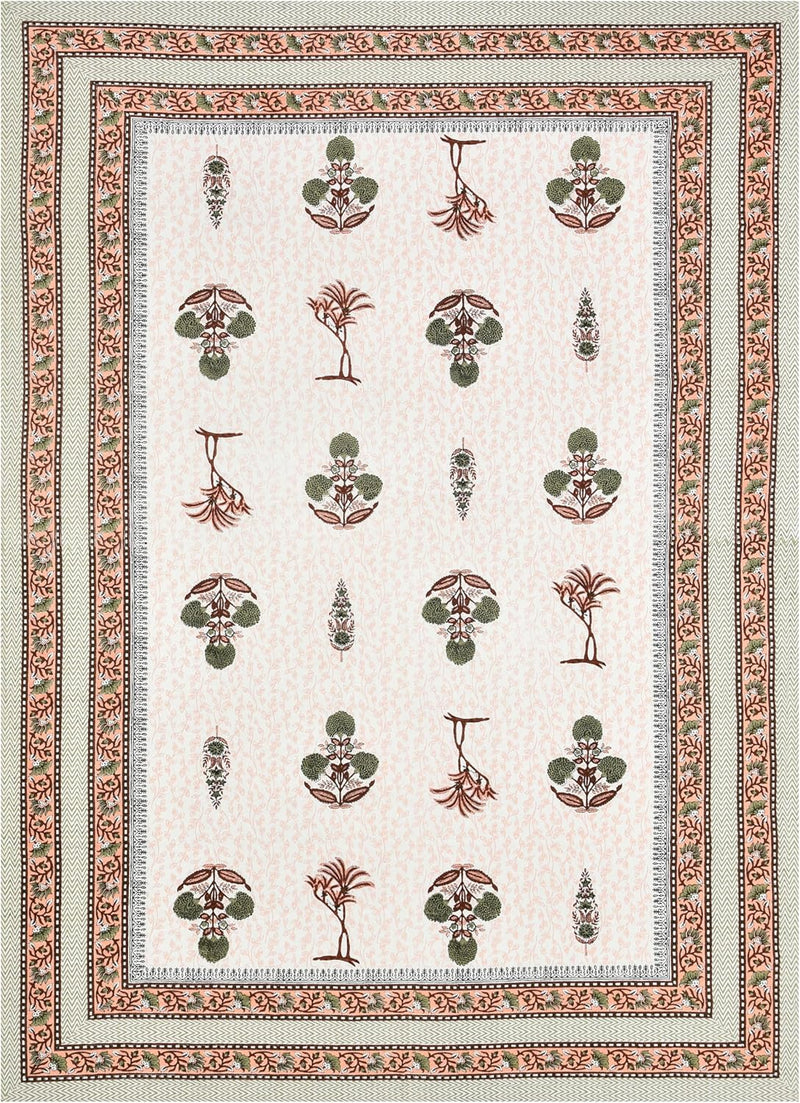 BLOCKS OF INDIA 200TC Diwan Set Cotton 8 Piece | Deewan Printed Bedsheet Sets for Living Room Hall (Set of 8 Piece, 1-Bed Sheet | 2-Bolster Cover | 5-Cushion Cover (Color 25)