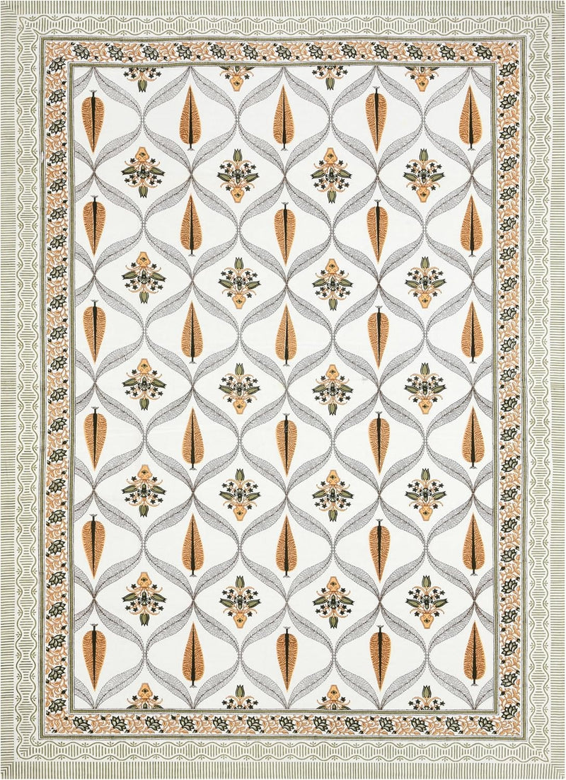 BLOCKS OF INDIA 200TC Diwan Set Cotton 8 Piece | Deewan Printed Bedsheet Sets for Living Room Hall (Set of 8 Piece, 1-Bed Sheet | 2-Bolster Cover | 5-Cushion Cover (Color 25)