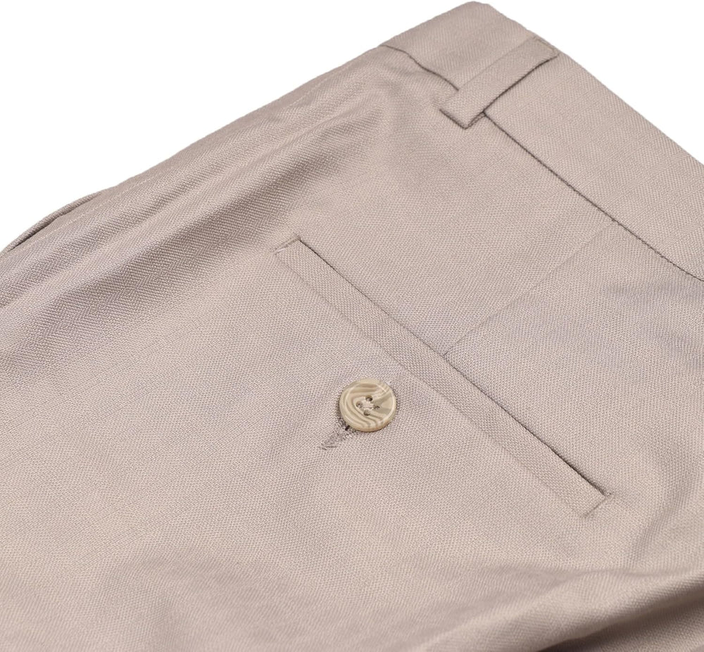 Linen Blend Slim Fit Formal Trousers for Men, Size: 35, Beige