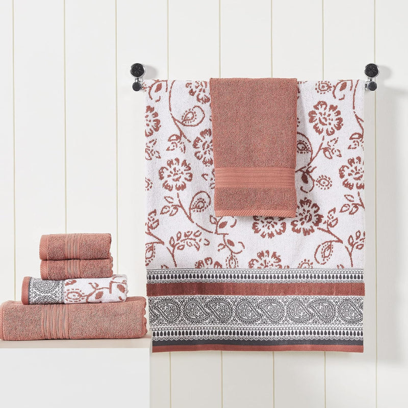 Modern Threads 6 Piece Set, 2 Bath Towels, 2 Hand Towels, 2 Washcloths Yarn Dyed Jacquard/Solid Towel Set Ophelia Blue