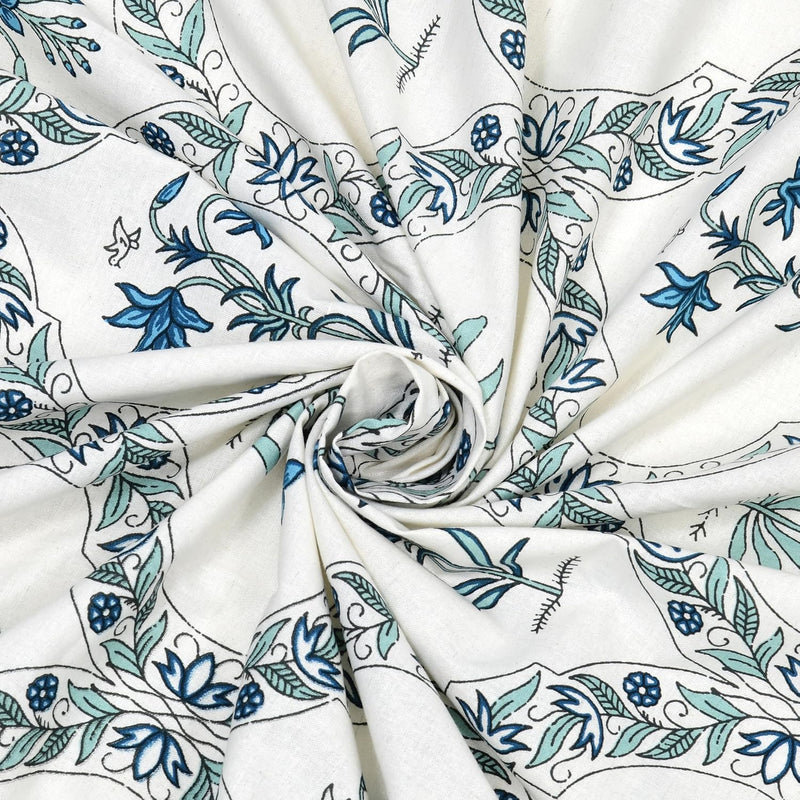 BLOCKS OF INDIA 200TC Diwan Set Cotton 8 Piece | Deewan Printed Bedsheet Sets for Living Room Hall (Set of 8 Piece, 1-Bed Sheet | 2-Bolster Cover | 5-Cushion Cover (Color 25)