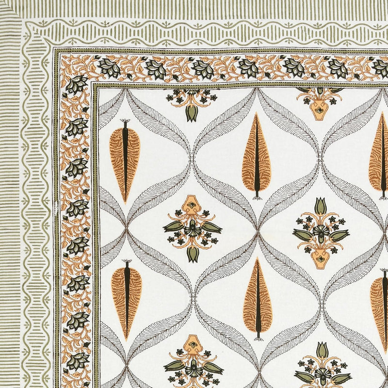 BLOCKS OF INDIA 200TC Diwan Set Cotton 8 Piece | Deewan Printed Bedsheet Sets for Living Room Hall (Set of 8 Piece, 1-Bed Sheet | 2-Bolster Cover | 5-Cushion Cover (Color 25)