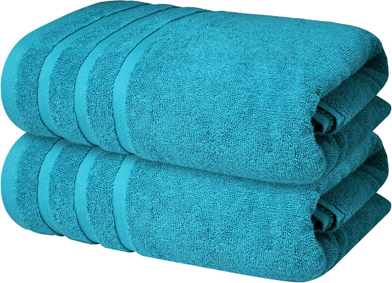 Infinitee Xclusives Premium Cotton Bath Towels Set of 2 (70 x 140 cm) Soft, Highly Absorbent, Quick Dry Towels - Perfect Towels for Bathroom, Gym, Spa & Hotel (Brilliant White)