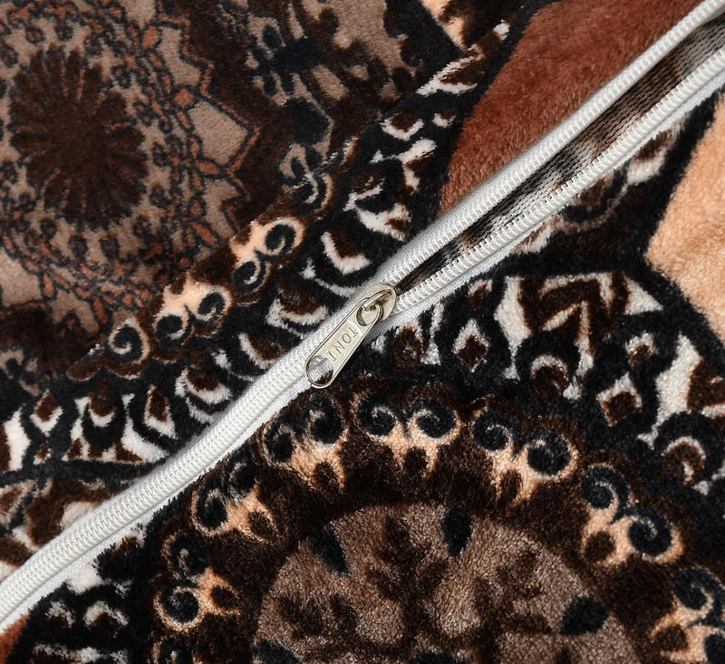 TIB Presents Flannel Warm Diwan Cover Set, 1 Single Bedsheet (60 x 90 inch), 5 Pillows (16 x 16 inch), 2 Bolster Covers (16 x 32 inch) (Triangle Black)