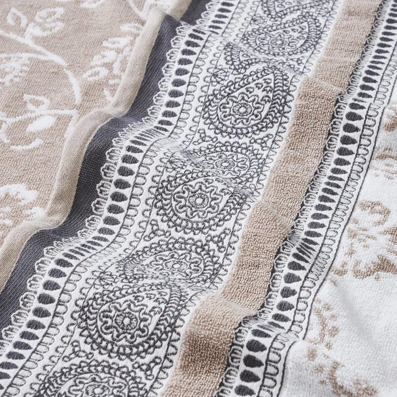 Modern Threads 6 Piece Set, 2 Bath Towels, 2 Hand Towels, 2 Washcloths Yarn Dyed Jacquard/Solid Towel Set Ophelia Blue