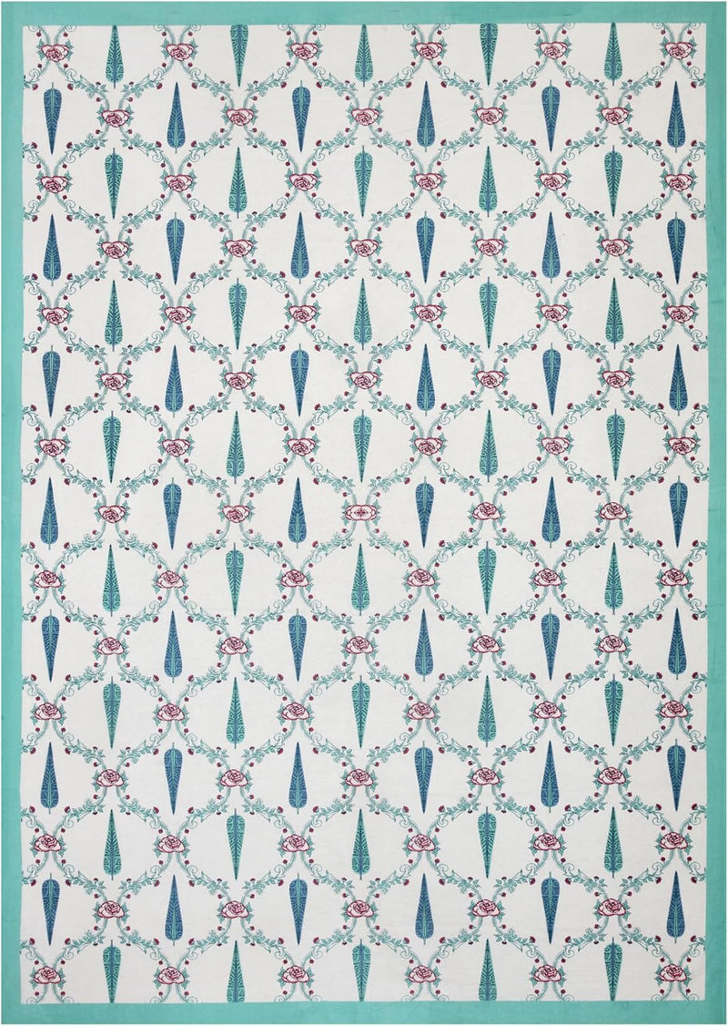 BLOCKS OF INDIA 200TC Diwan Set Cotton 8 Piece | Deewan Printed Bedsheet Sets for Living Room Hall (Set of 8 Piece, 1-Bed Sheet | 2-Bolster Cover | 5-Cushion Cover (Color 25)