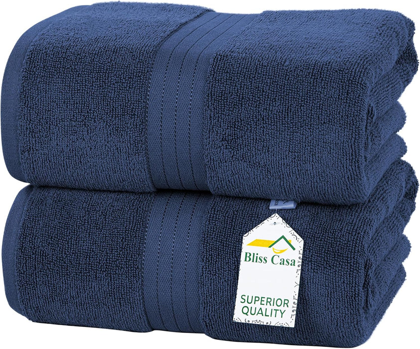 Bliss Casa Bath Towel Set 27 x 54 Inch (4 Pack) - 550 GSM 100% Cotton 20/D Quick Drying Highly Absorbent Thick Bathroom Towels - Soft Hotel Quality for Bath and Spa (Grey)