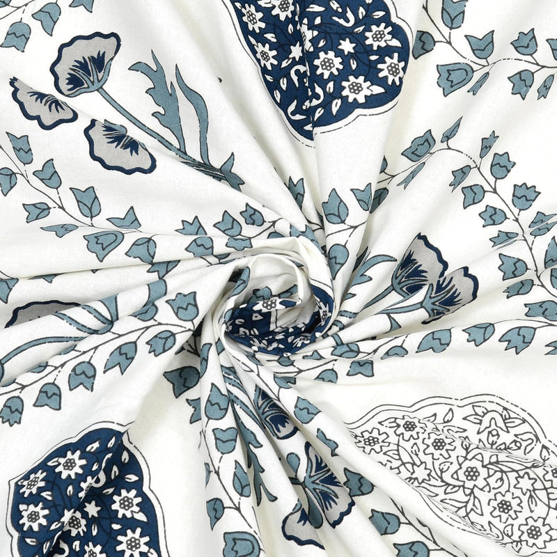 BLOCKS OF INDIA 200TC Diwan Set Cotton 8 Piece | Deewan Printed Bedsheet Sets for Living Room Hall (Set of 8 Piece, 1-Bed Sheet | 2-Bolster Cover | 5-Cushion Cover (Color 25)