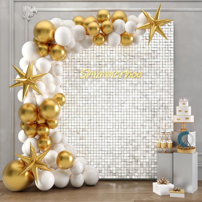 SHIMMERHOO Black Shimmer Wall Backdrop Panels Square Sequin Shimmer Backdrop, Wall Decor for Birthday, Anniversary Wedding Decoration (Black, 6ft x 3ft)