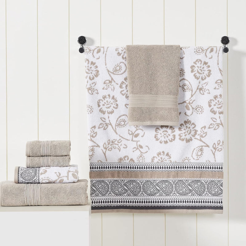 Modern Threads 6 Piece Set, 2 Bath Towels, 2 Hand Towels, 2 Washcloths Yarn Dyed Jacquard/Solid Towel Set Ophelia Blue