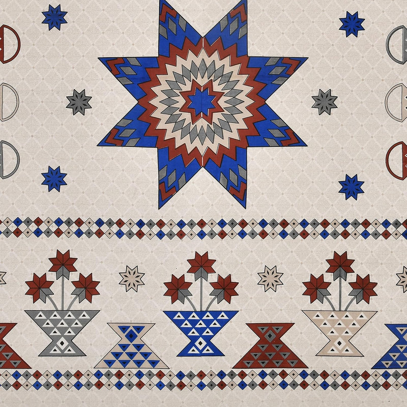 BLOCKS OF INDIA 200TC Diwan Set Cotton 8 Piece | Deewan Printed Bedsheet Sets for Living Room Hall (Set of 8 Piece, 1-Bed Sheet | 2-Bolster Cover | 5-Cushion Cover (Color 25)