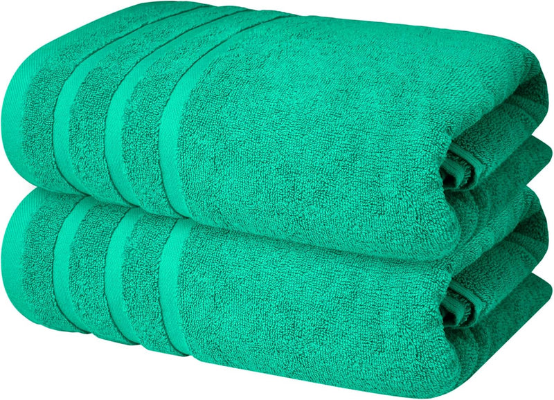 Infinitee Xclusives Premium Cotton Bath Towels Set of 2 (70 x 140 cm) Soft, Highly Absorbent, Quick Dry Towels - Perfect Towels for Bathroom, Gym, Spa & Hotel (Brilliant White)