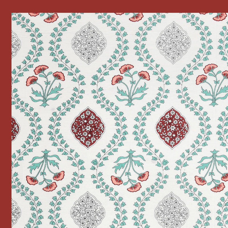 BLOCKS OF INDIA 200TC Diwan Set Cotton 8 Piece | Deewan Printed Bedsheet Sets for Living Room Hall (Set of 8 Piece, 1-Bed Sheet | 2-Bolster Cover | 5-Cushion Cover (Color 25)