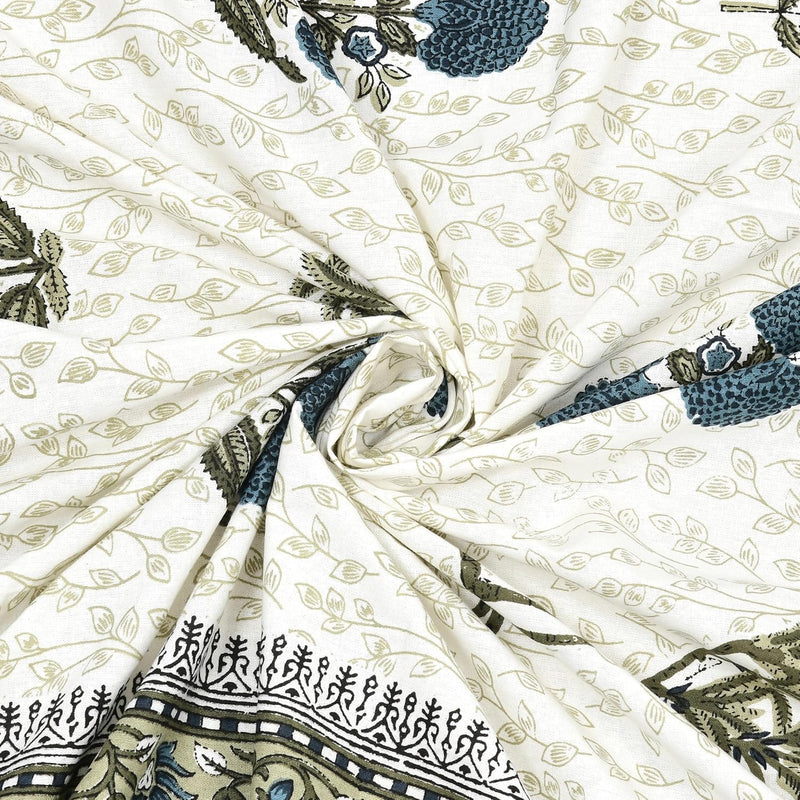 BLOCKS OF INDIA 200TC Diwan Set Cotton 8 Piece | Deewan Printed Bedsheet Sets for Living Room Hall (Set of 8 Piece, 1-Bed Sheet | 2-Bolster Cover | 5-Cushion Cover (Color 25)