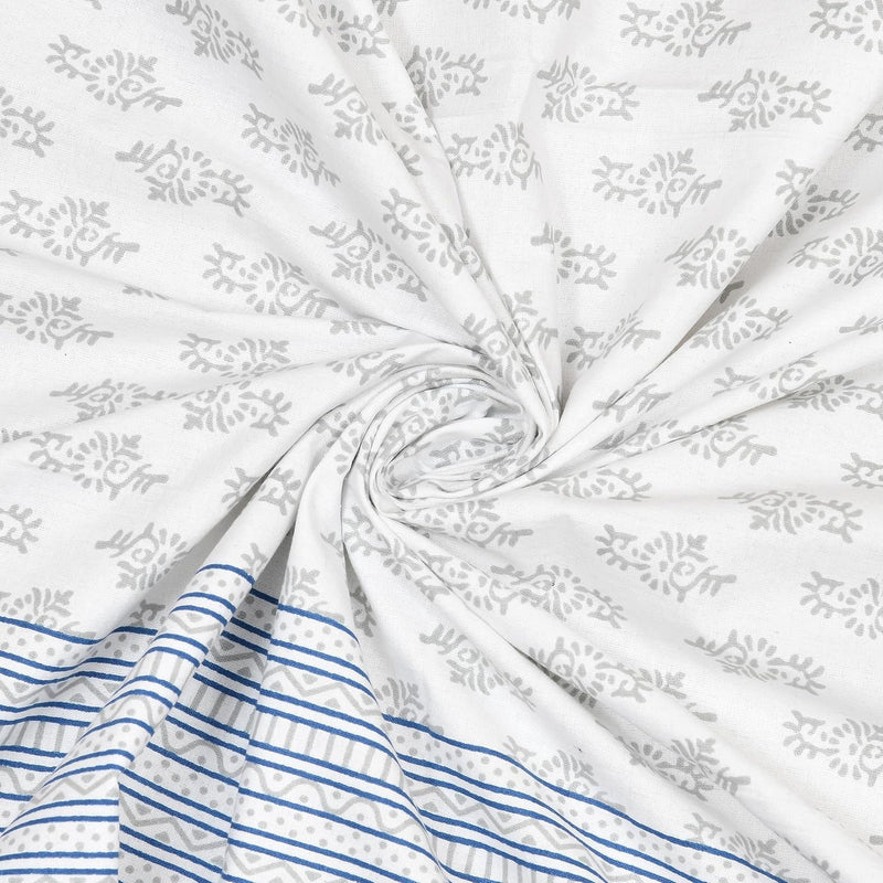 BLOCKS OF INDIA 200TC Diwan Set Cotton 8 Piece | Deewan Printed Bedsheet Sets for Living Room Hall (Set of 8 Piece, 1-Bed Sheet | 2-Bolster Cover | 5-Cushion Cover (Color 25)