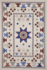 BLOCKS OF INDIA 200TC Diwan Set Cotton 8 Piece | Deewan Printed Bedsheet Sets for Living Room Hall (Set of 8 Piece, 1-Bed Sheet | 2-Bolster Cover | 5-Cushion Cover (Color 25)